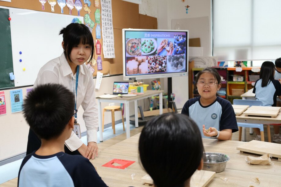 A student conducting block practice in a GBA partner school