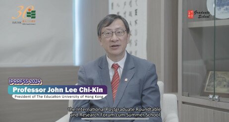 EdUHK President Professor John Lee Chi-Kin delivers a welcoming speech through video 